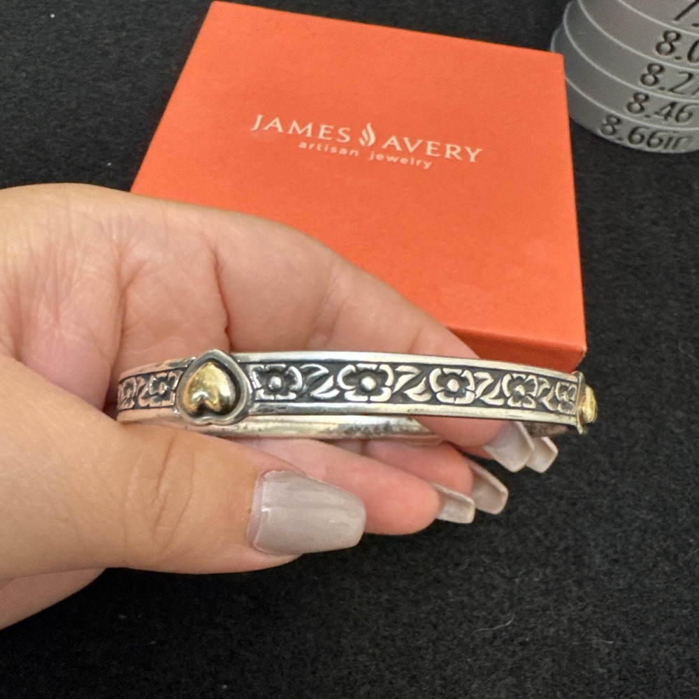 James Avery Retired 14k Gold And Silver  Heart Of Gold Bangle Bracelet